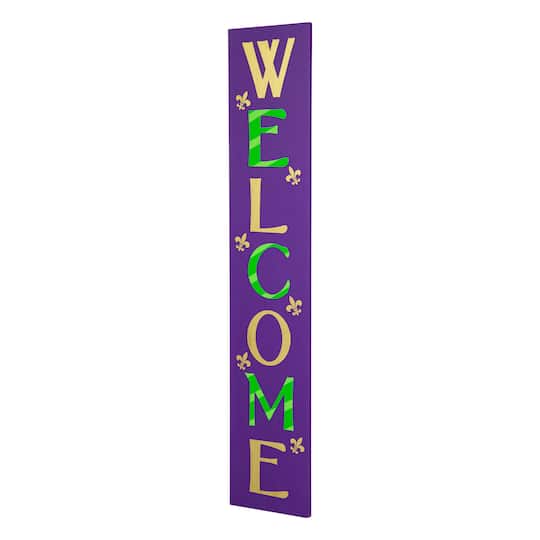 Glitzhome® 42" Mardi Gras WELCOME Wooden Porch Sign